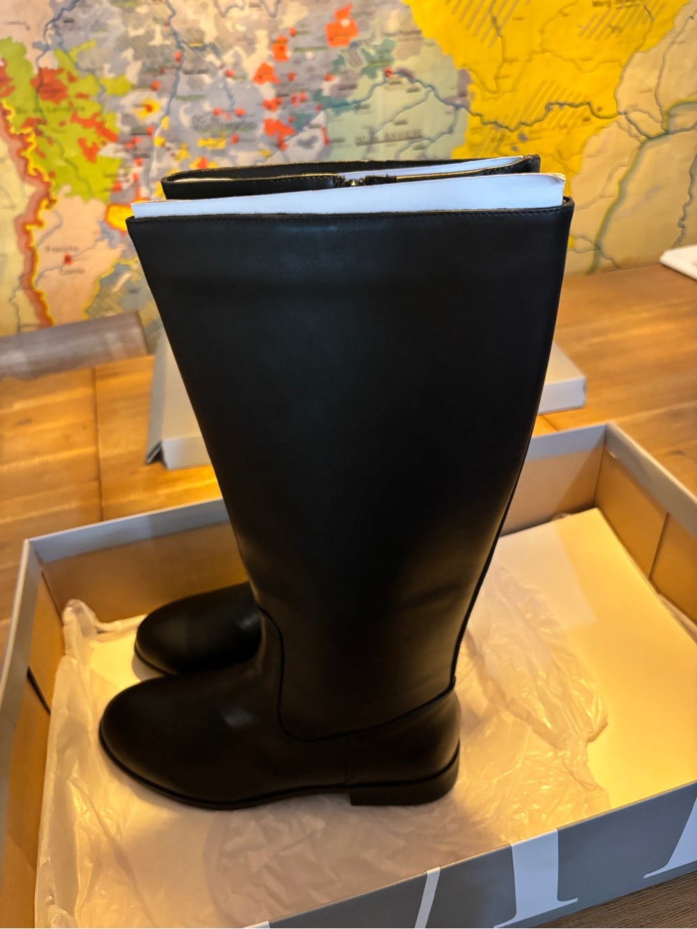 Classic Tall Black Leather Riding Boots from gap